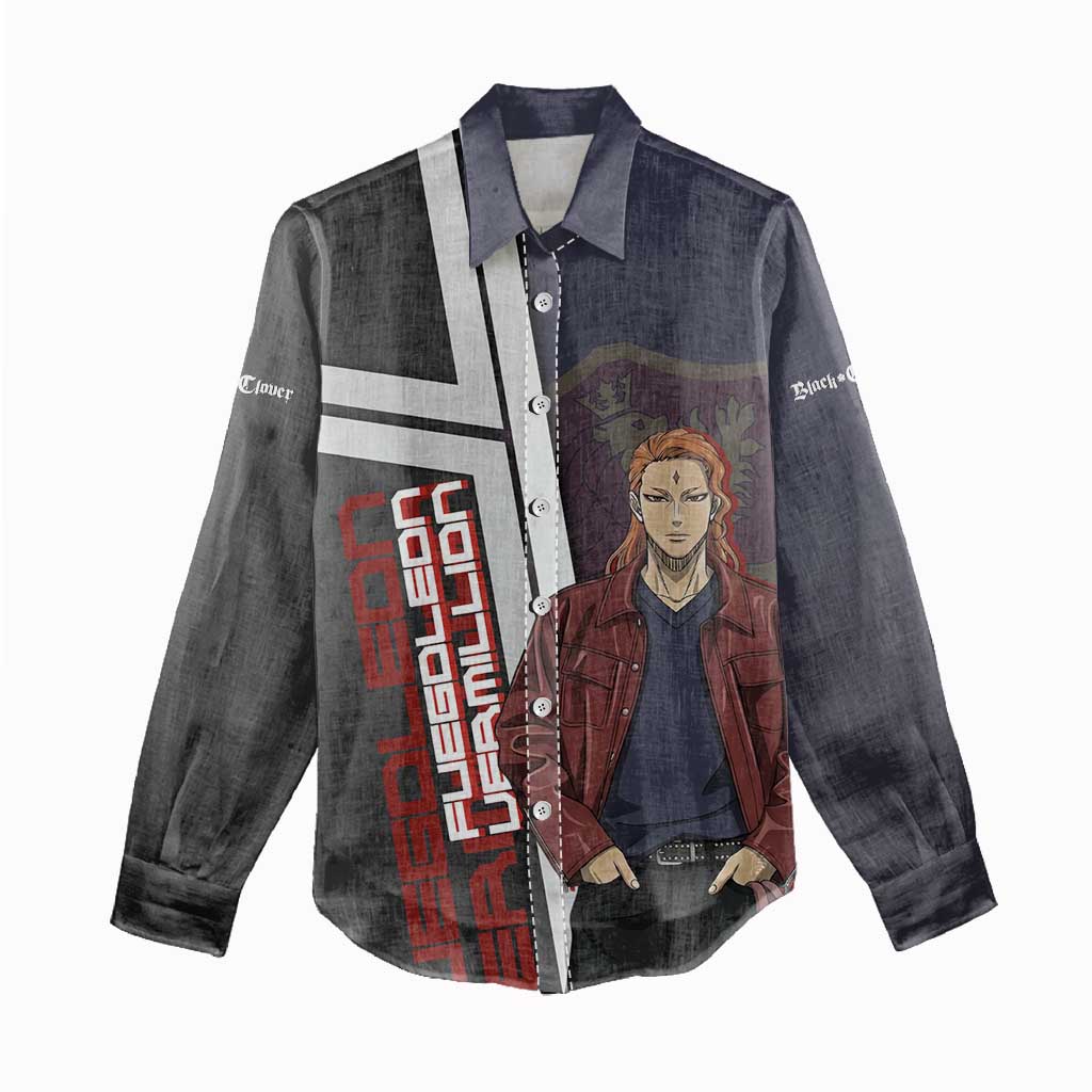 Black Clover Fuegoleon Vermillion Women Casual Shirt Anime Illustration Style