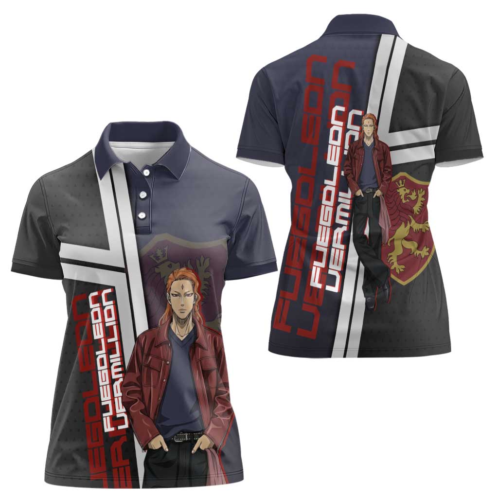 Black Clover Fuegoleon Vermillion Women Polo Shirt Anime Illustration Style