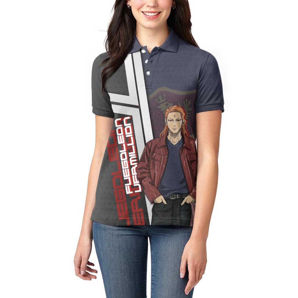 Black Clover Fuegoleon Vermillion Women Polo Shirt Anime Illustration Style