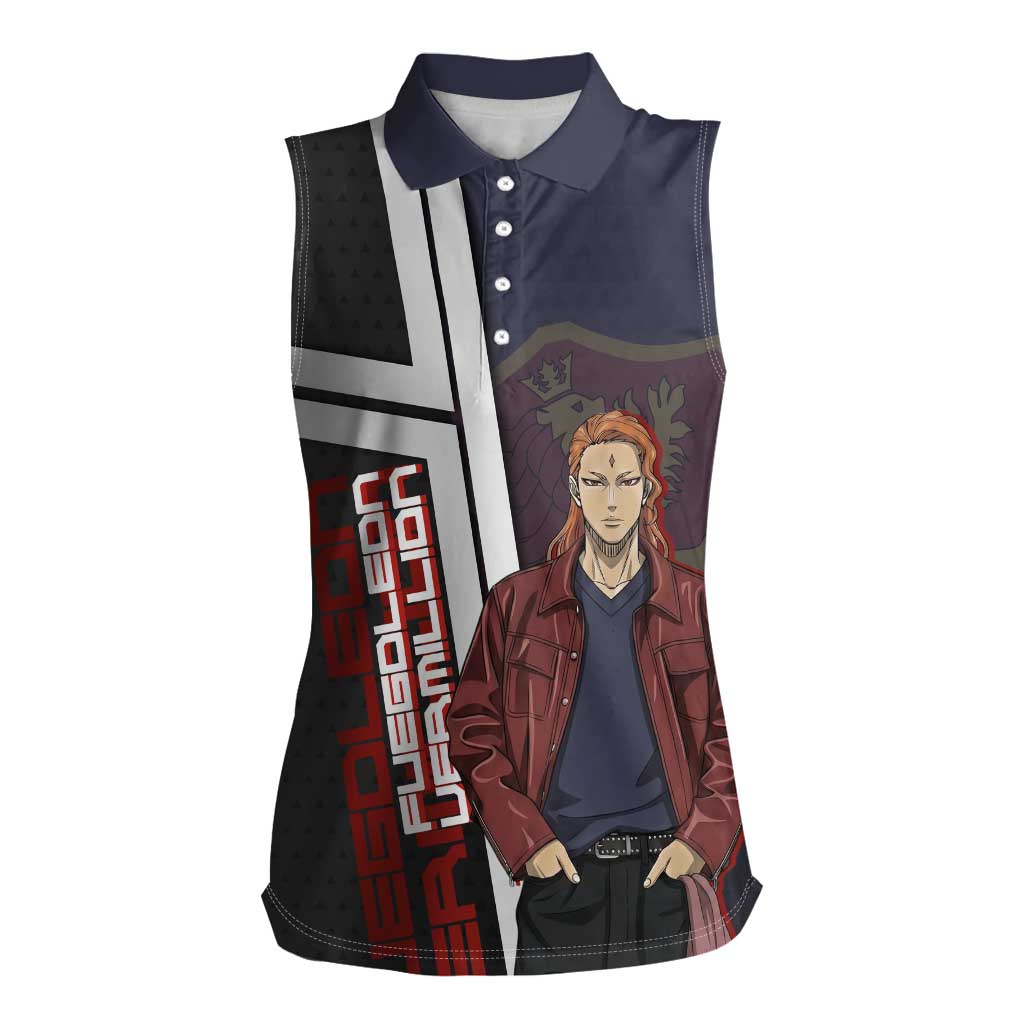 Black Clover Fuegoleon Vermillion Women Sleeveless Polo Shirt Anime Illustration Style