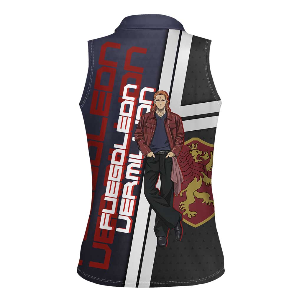 Black Clover Fuegoleon Vermillion Women Sleeveless Polo Shirt Anime Illustration Style