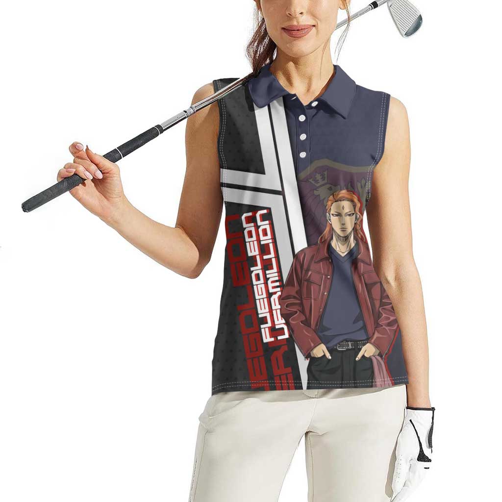 Black Clover Fuegoleon Vermillion Women Sleeveless Polo Shirt Anime Illustration Style
