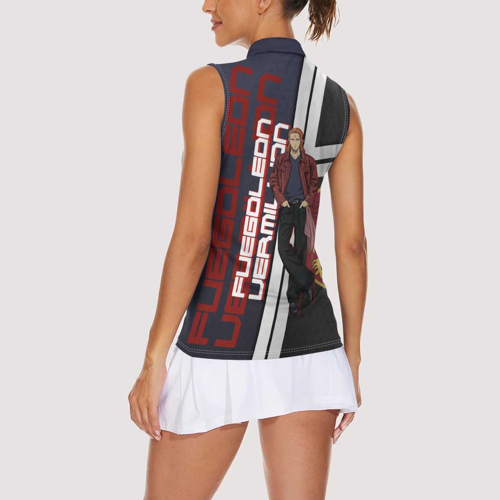 Black Clover Fuegoleon Vermillion Women Sleeveless Polo Shirt Anime Illustration Style