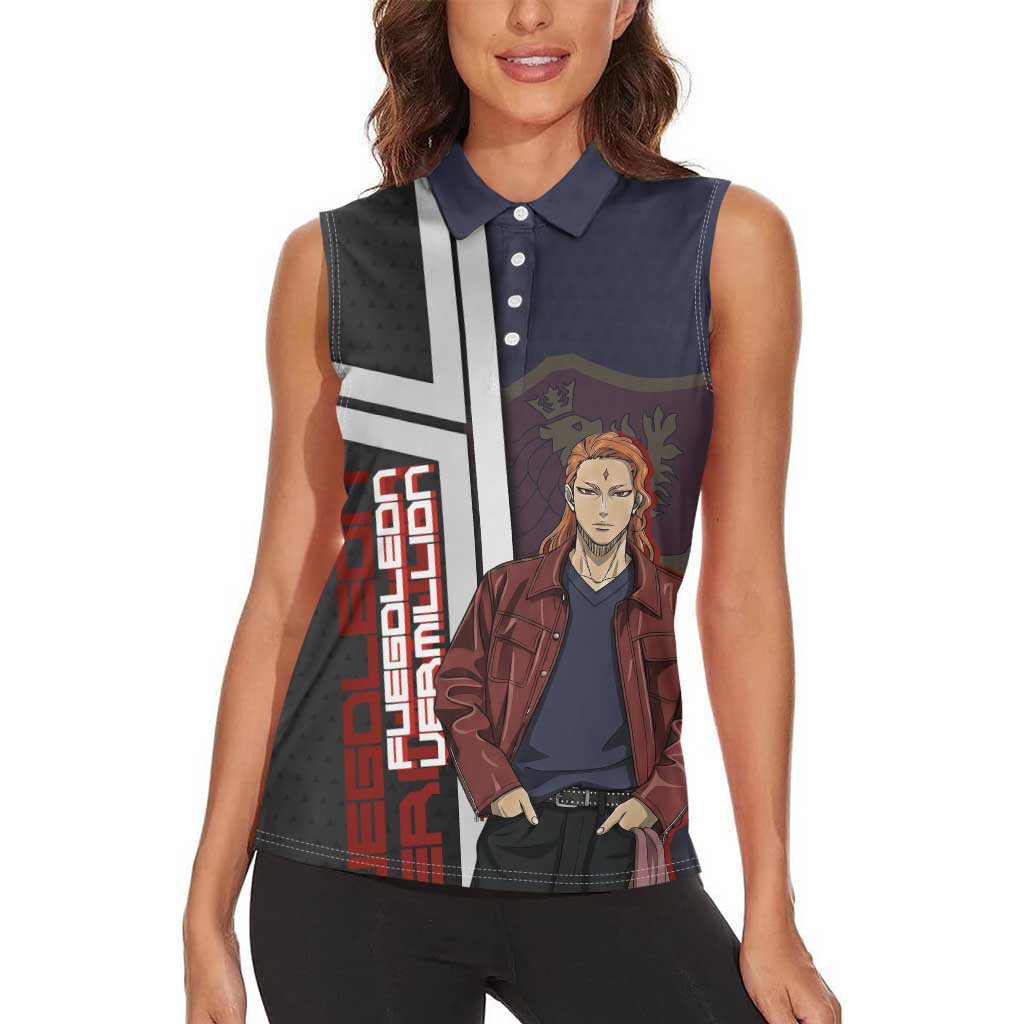 Black Clover Fuegoleon Vermillion Women Sleeveless Polo Shirt Anime Illustration Style