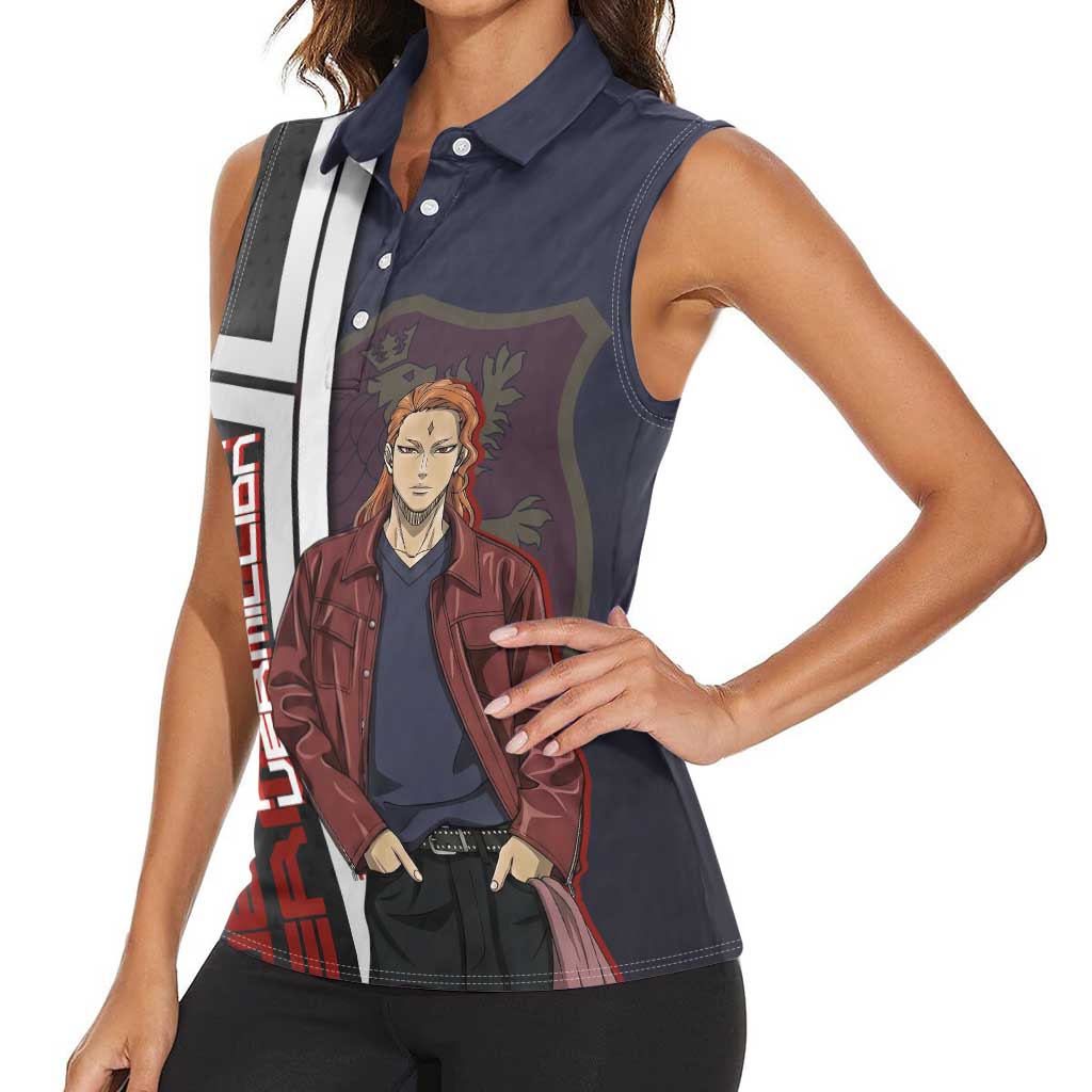 Black Clover Fuegoleon Vermillion Women Sleeveless Polo Shirt Anime Illustration Style