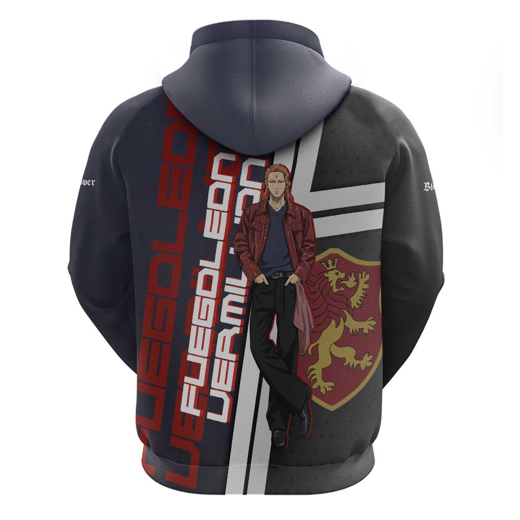 Black Clover Fuegoleon Vermillion Zip Hoodie Anime Illustration Style