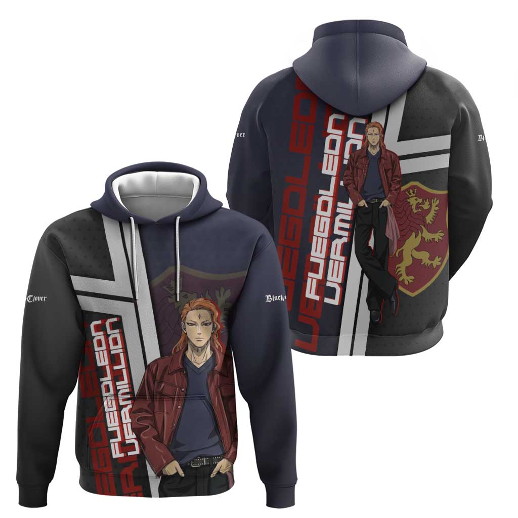 Black Clover Fuegoleon Vermillion Zip Hoodie Anime Illustration Style