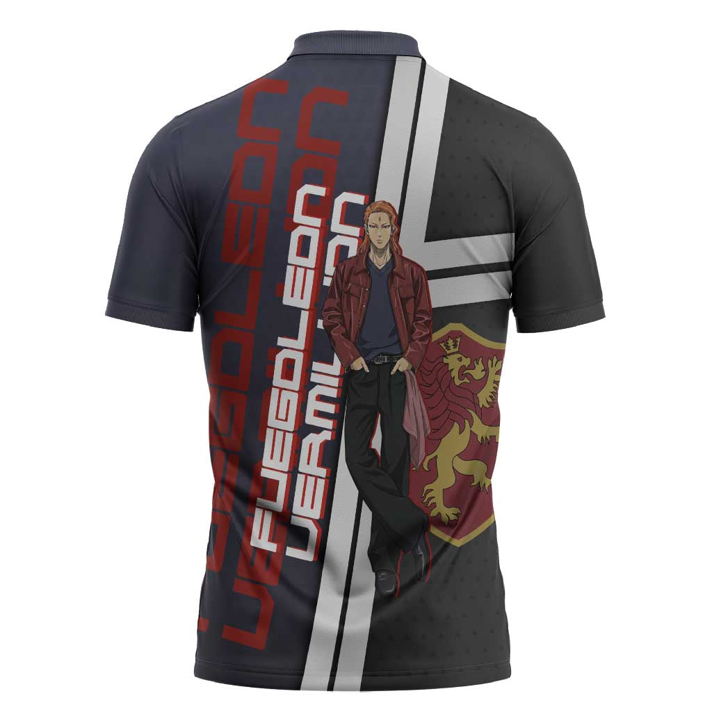 Black Clover Fuegoleon Vermillion Zipper Polo Shirt Anime Illustration Style
