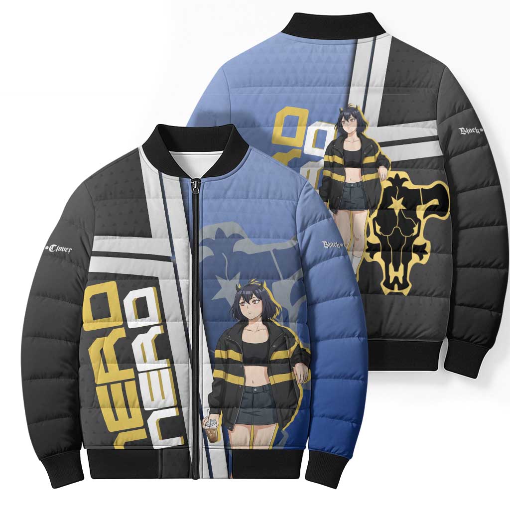 Black Clover Nero Bomber Puffer Jacket Anime Illustration Style