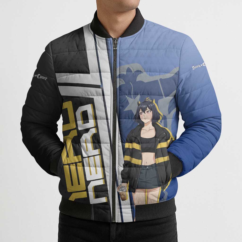 Black Clover Nero Bomber Puffer Jacket Anime Illustration Style