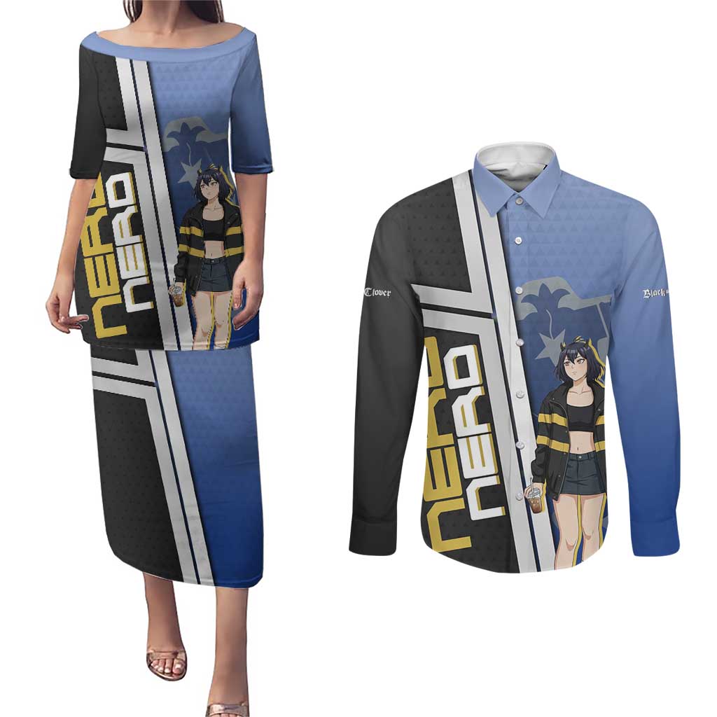 Black Clover Nero Couples Matching Puletasi and Long Sleeve Button Shirt Anime Illustration Style