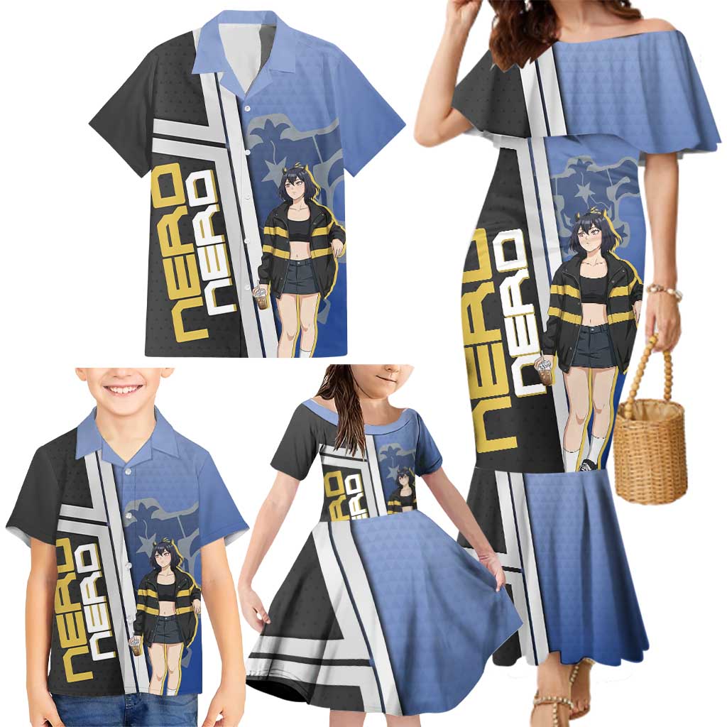 Black Clover Nero Family Matching Mermaid Dress and Hawaiian Shirt Anime Illustration Style