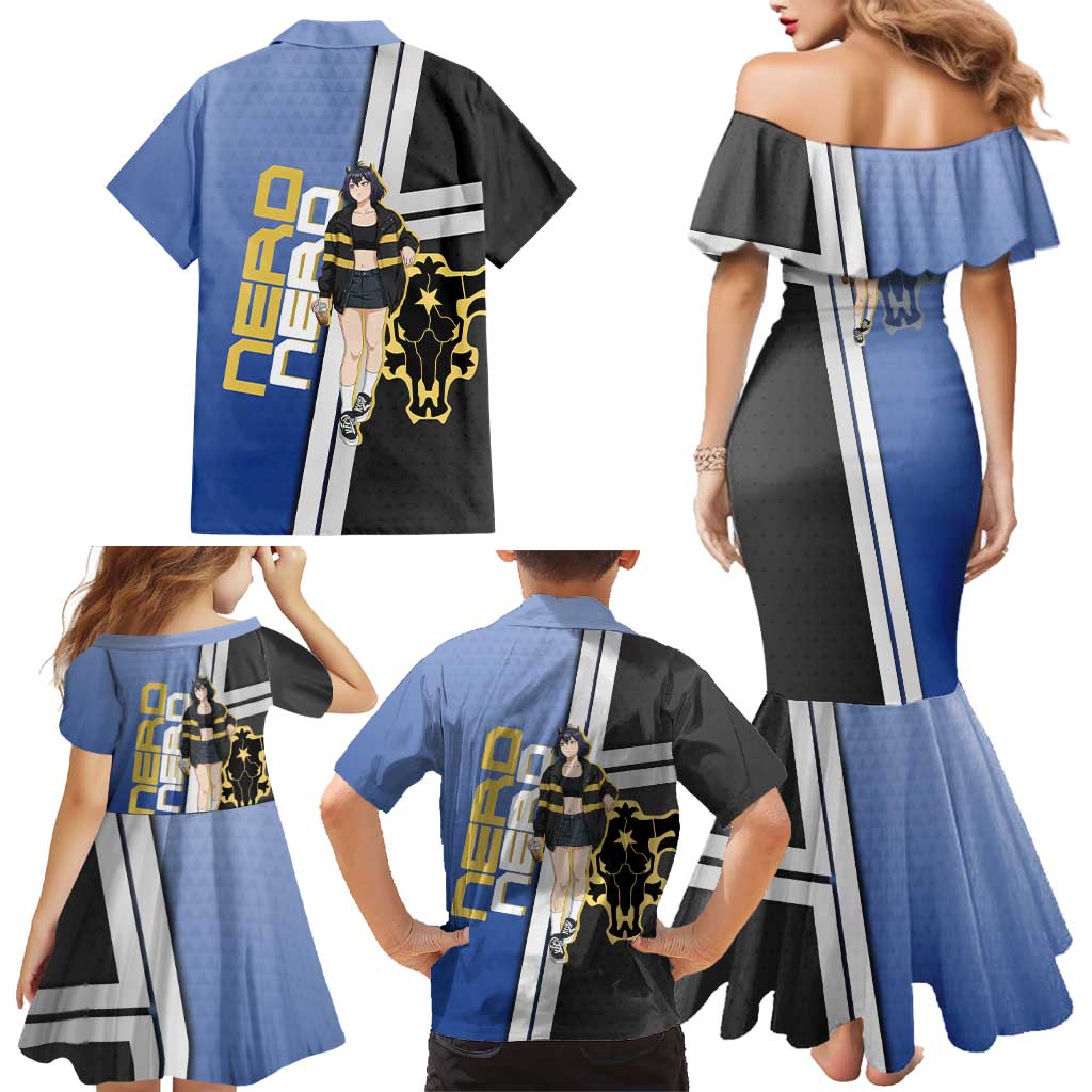Black Clover Nero Family Matching Mermaid Dress and Hawaiian Shirt Anime Illustration Style