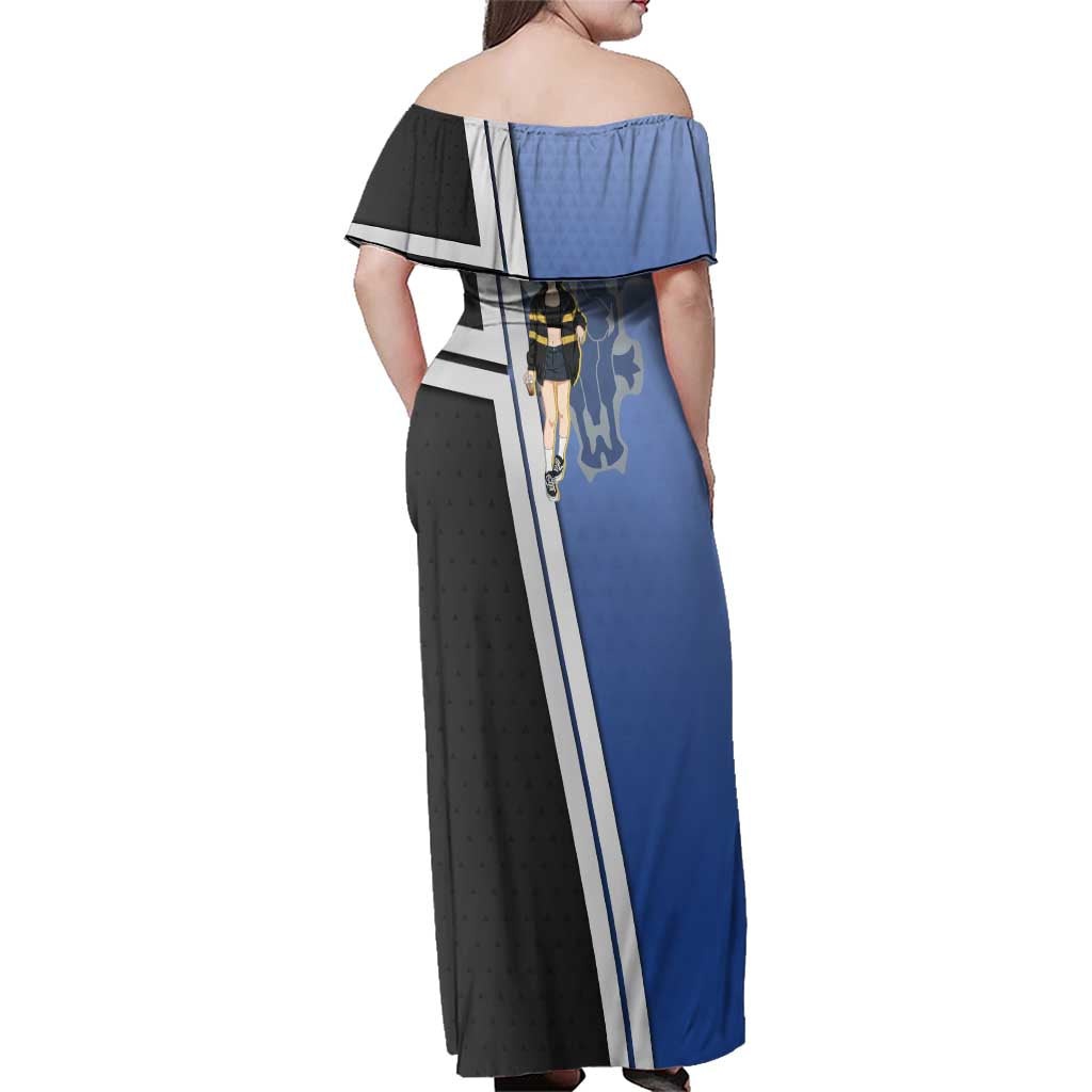 Black Clover Nero Family Matching Off Shoulder Maxi Dress and Hawaiian Shirt Anime Illustration Style