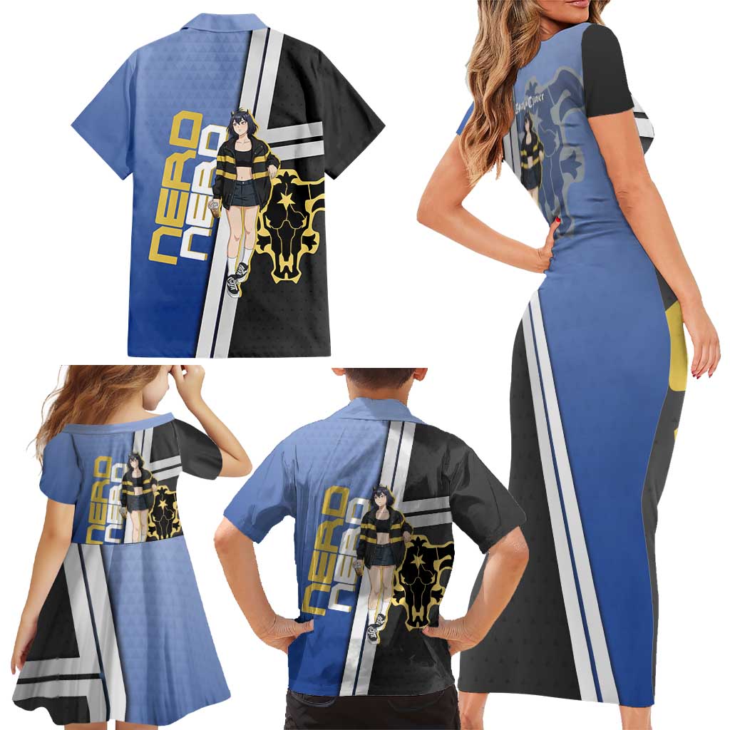 Black Clover Nero Family Matching Short Sleeve Bodycon Dress and Hawaiian Shirt Anime Illustration Style