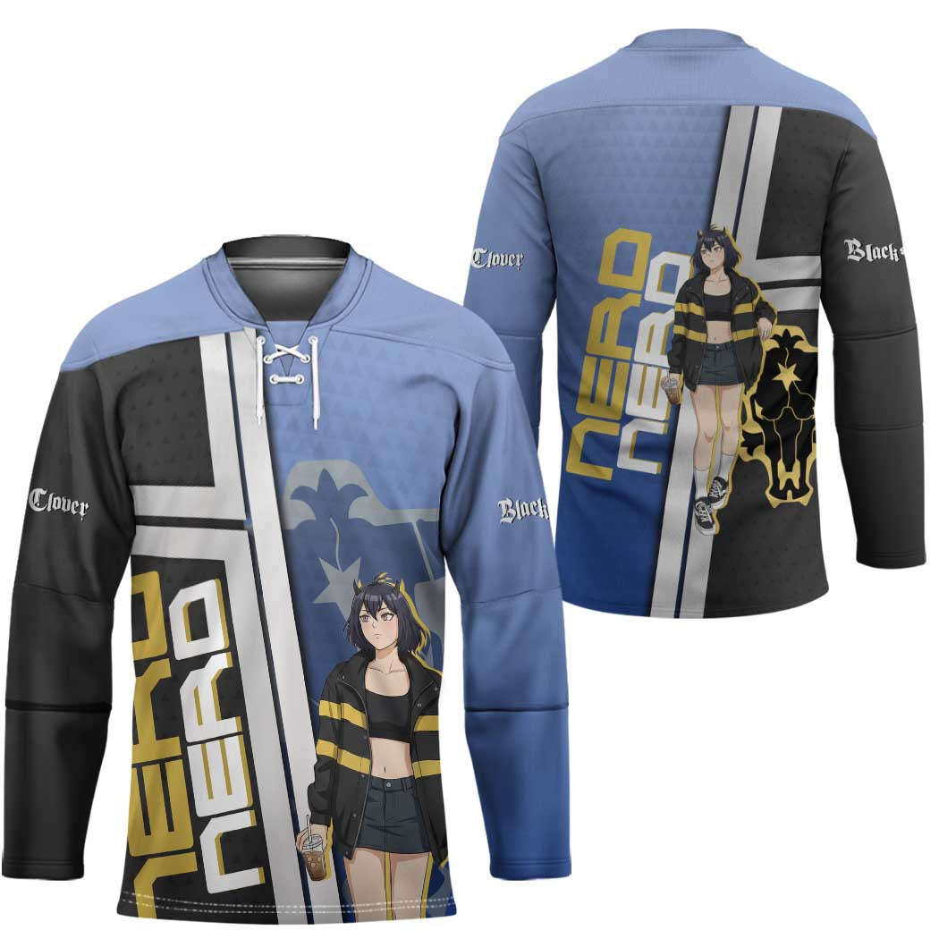 Black Clover Nero Hockey Jersey Anime Illustration Style
