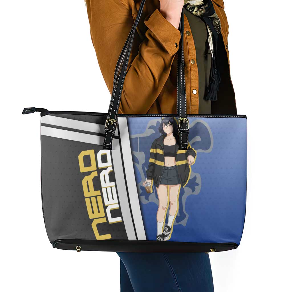 Black Clover Nero Leather Tote Bag Anime Illustration Style
