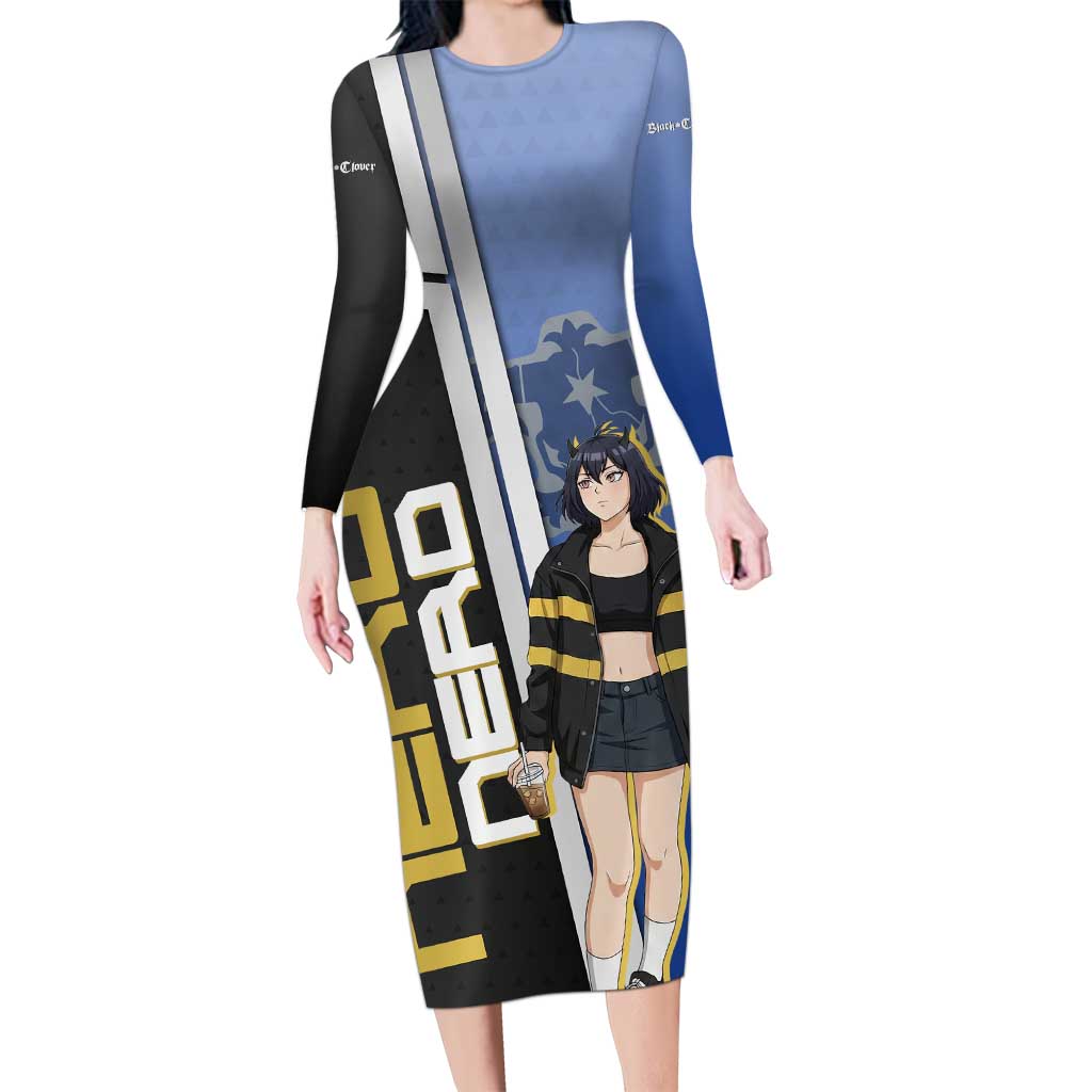 Black Clover Nero Long Sleeve Bodycon Dress Anime Illustration Style
