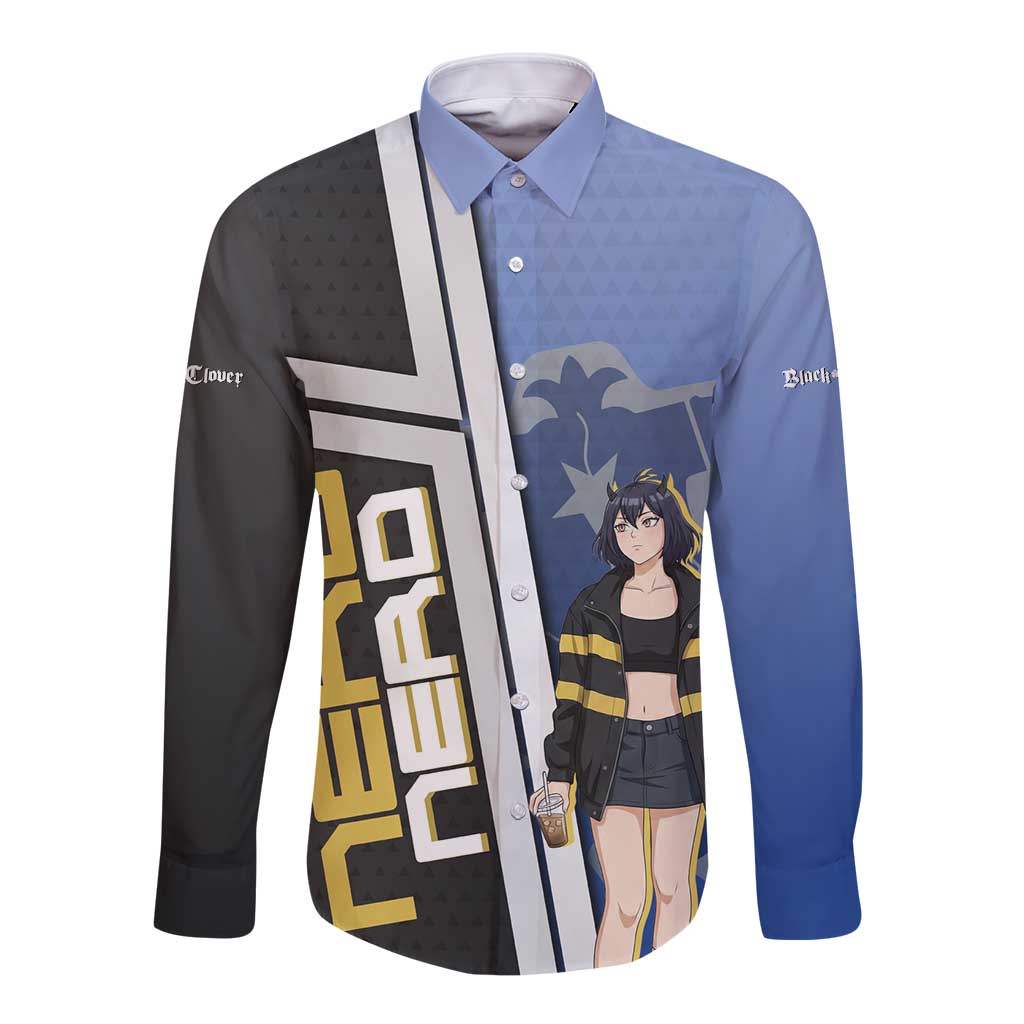 Black Clover Nero Long Sleeve Button Shirt Anime Illustration Style
