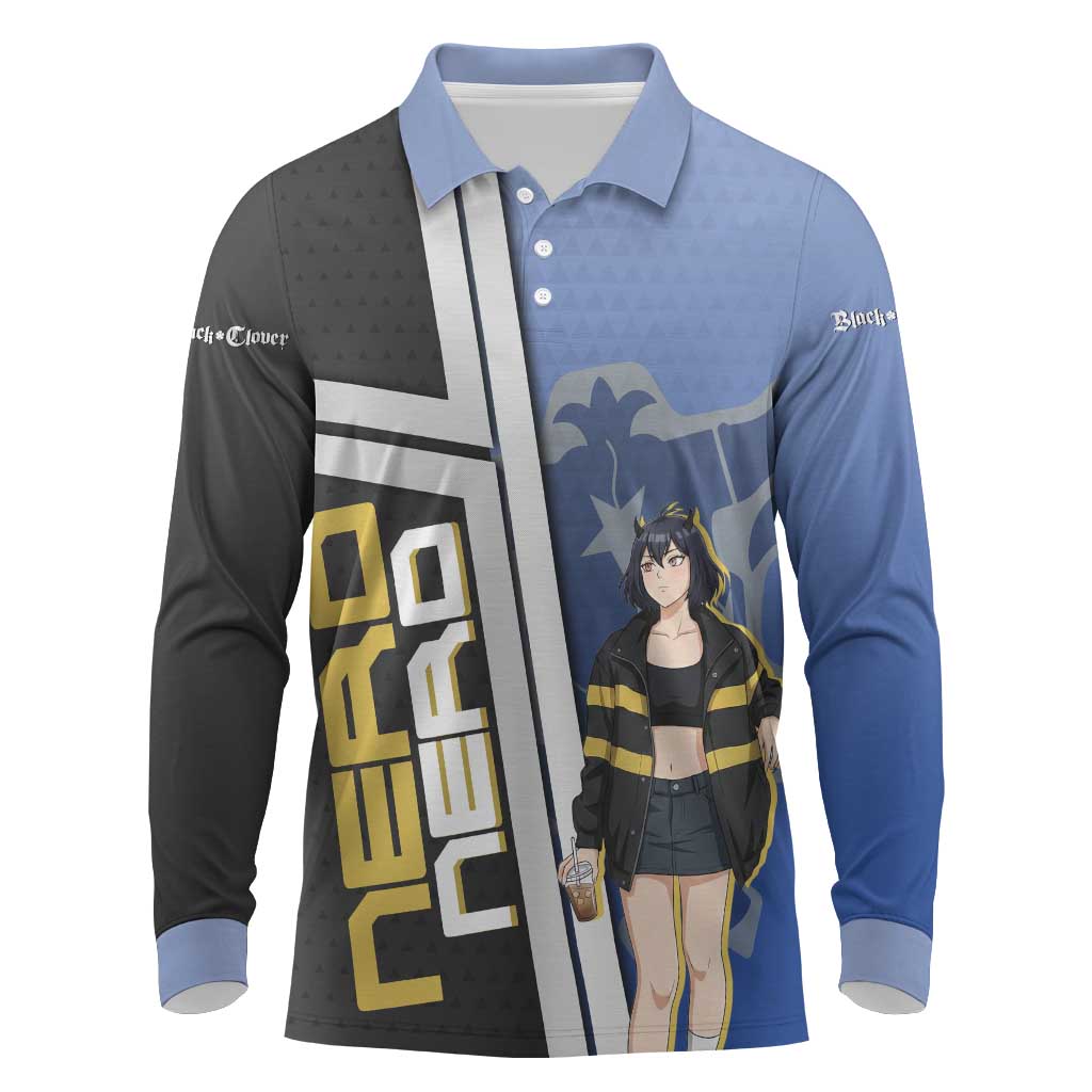 Black Clover Nero Long Sleeve Polo Shirt Anime Illustration Style