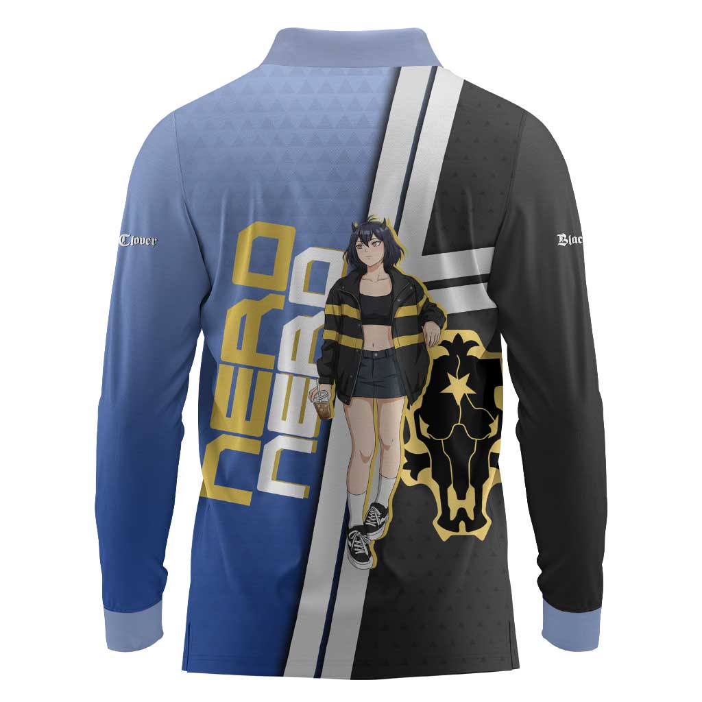 Black Clover Nero Long Sleeve Polo Shirt Anime Illustration Style