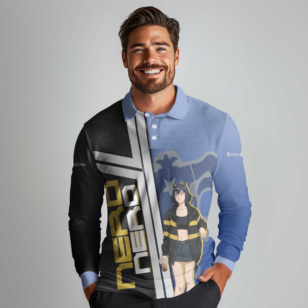Black Clover Nero Long Sleeve Polo Shirt Anime Illustration Style