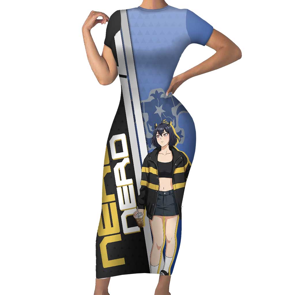Black Clover Nero Short Sleeve Bodycon Dress Anime Illustration Style