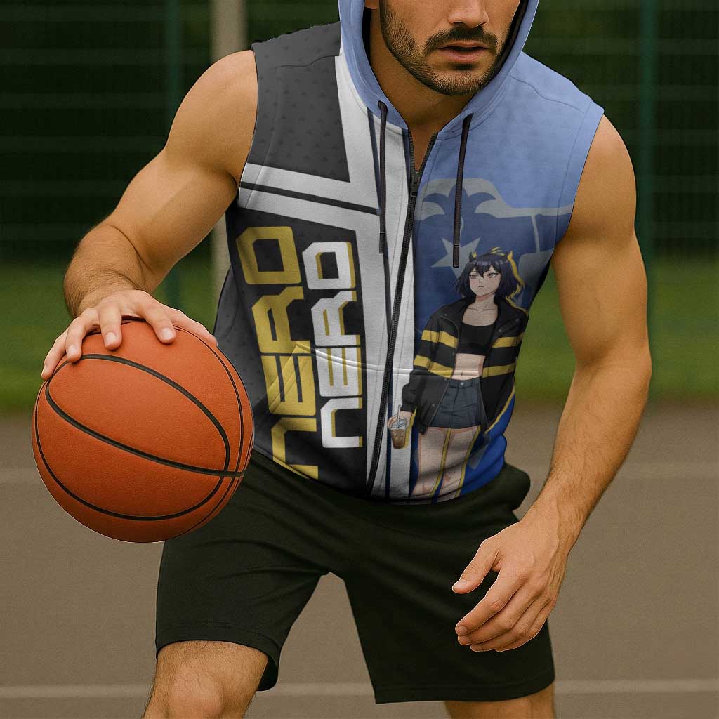 Black Clover Nero Sleeveless Zip Hoodie Anime Illustration Style