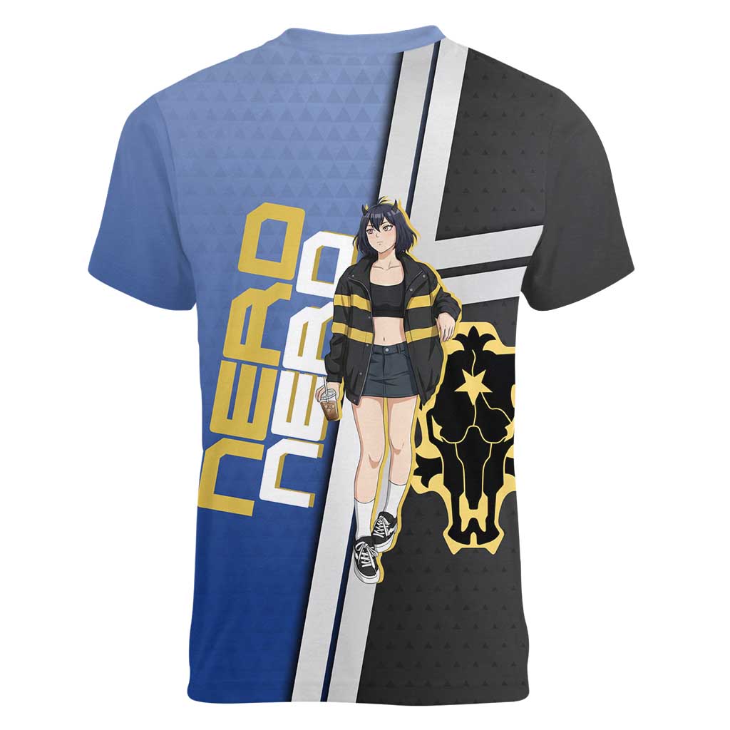 Black Clover Nero Women V-Neck T-Shirt Anime Illustration Style