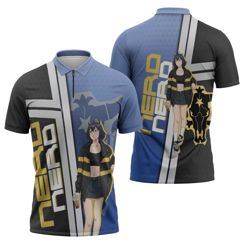 Black Clover Nero Zipper Polo Shirt Anime Illustration Style