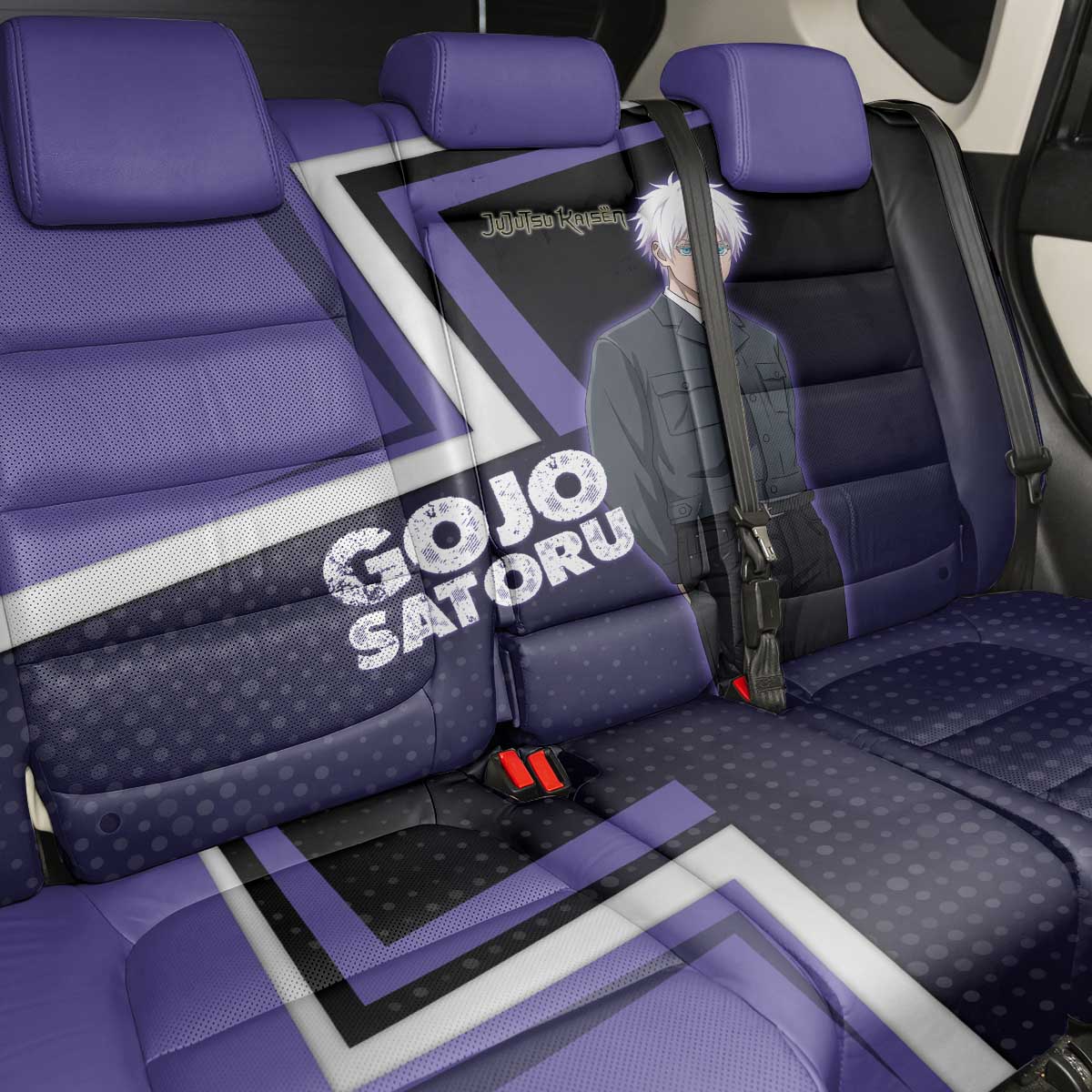 Gojo Satoru Back Car Seat Cover Bold Anime Poster Style