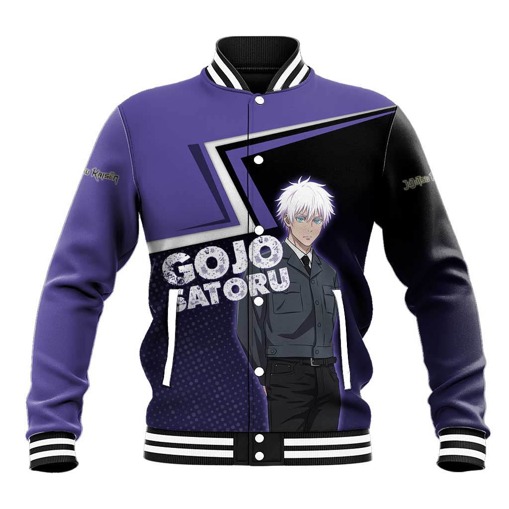 Gojo Satoru Baseball Jacket Bold Anime Poster Style