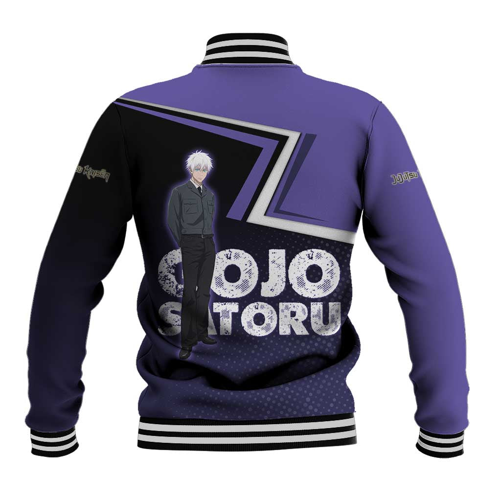 Gojo Satoru Baseball Jacket Bold Anime Poster Style