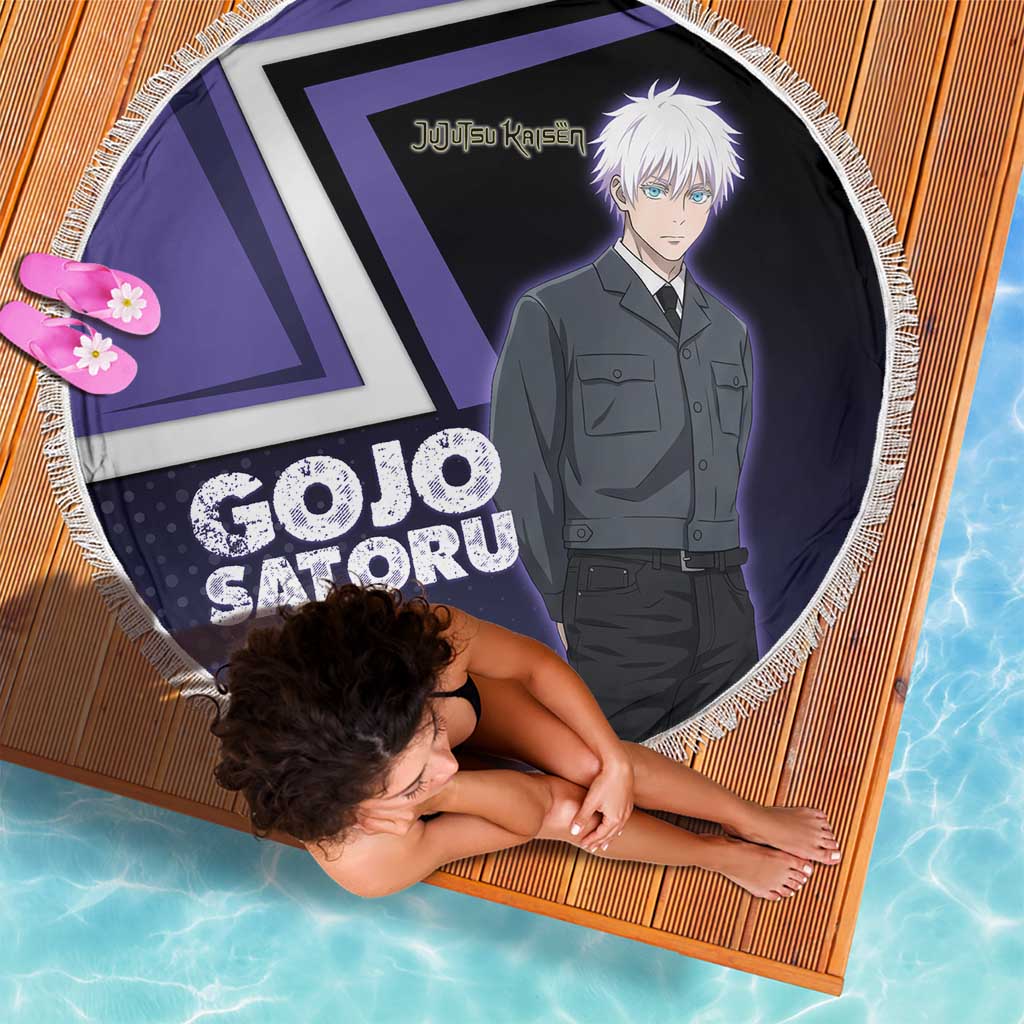 Gojo Satoru Beach Blanket Bold Anime Poster Style