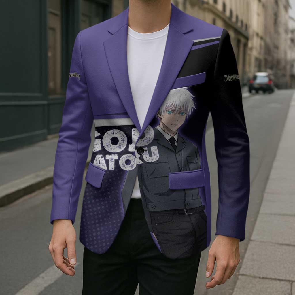 Gojo Satoru Blazer Bold Anime Poster Style