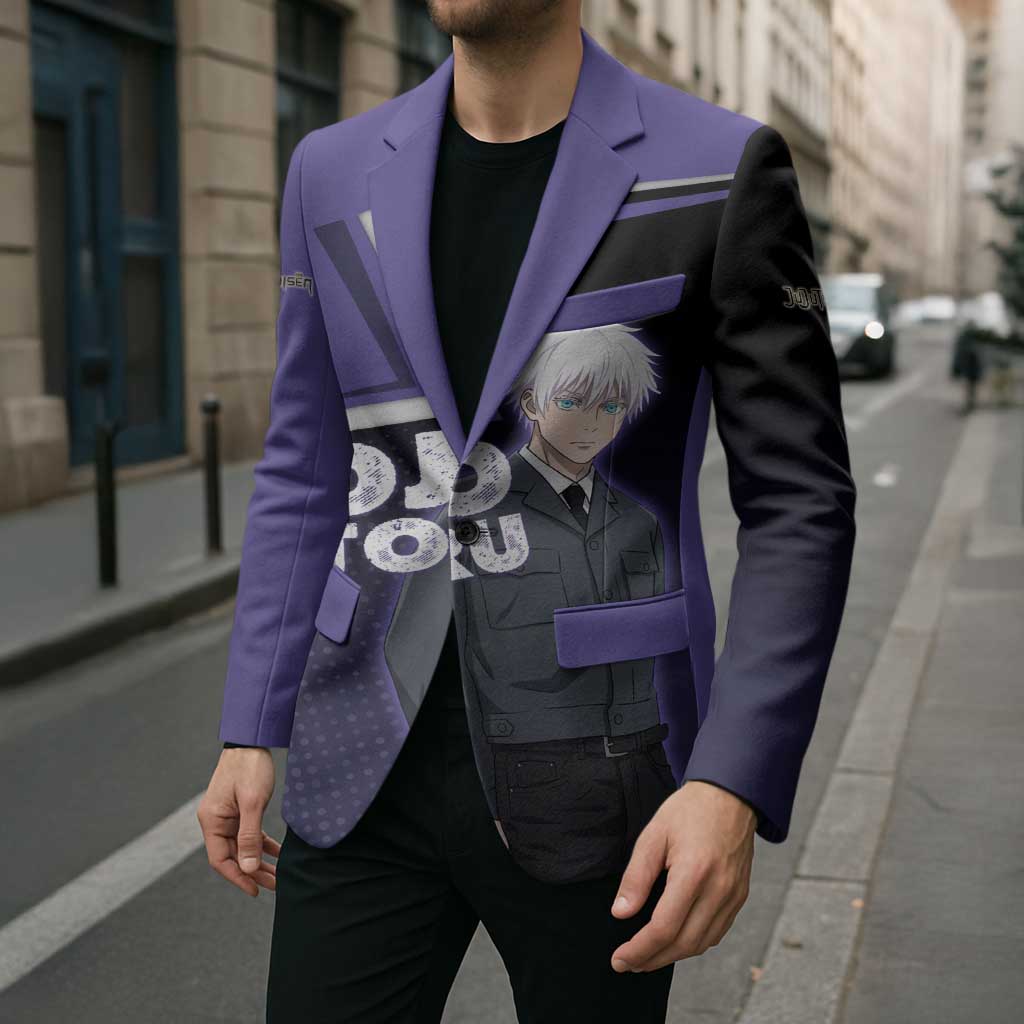 Gojo Satoru Blazer Bold Anime Poster Style
