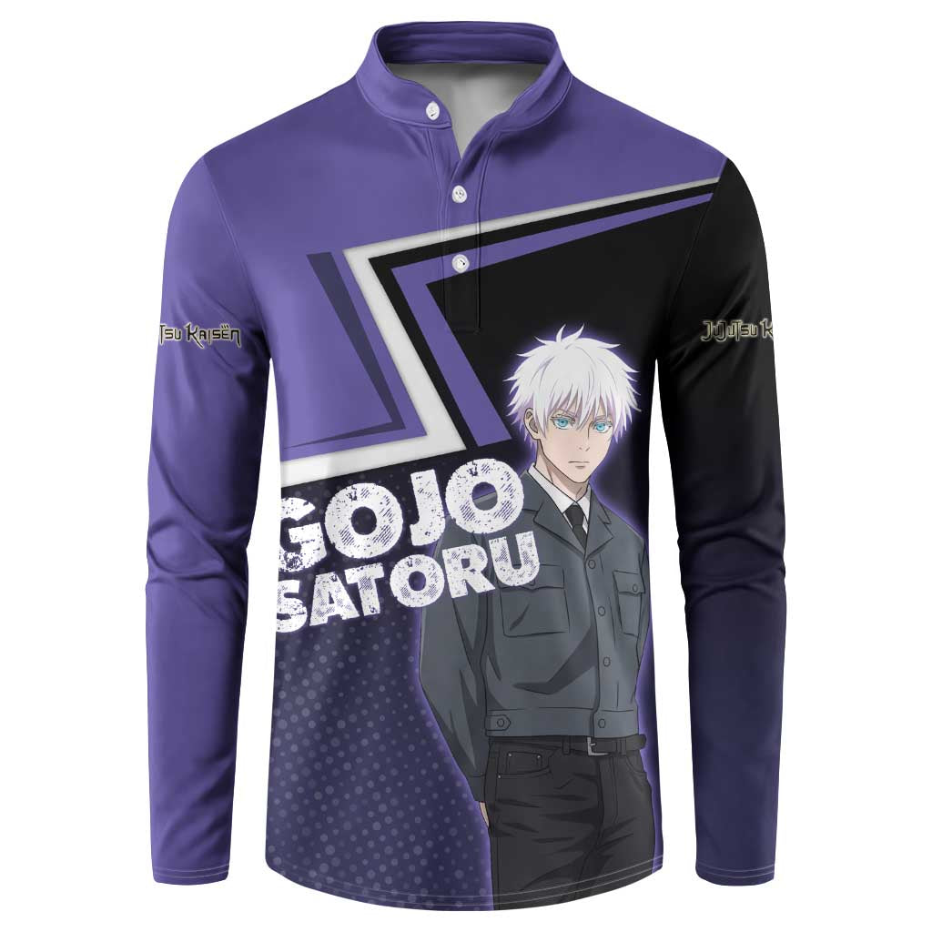 Gojo Satoru Button Sweatshirt Bold Anime Poster Style