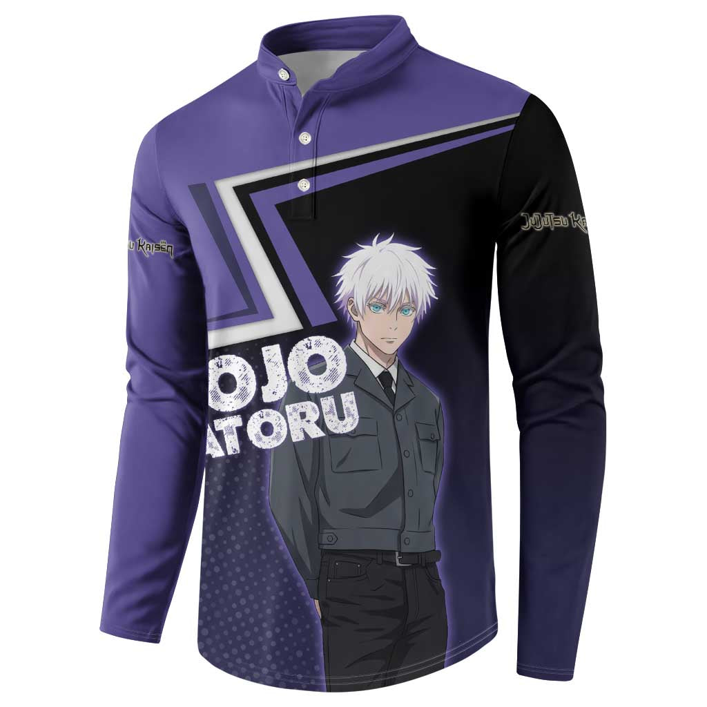 Gojo Satoru Button Sweatshirt Bold Anime Poster Style