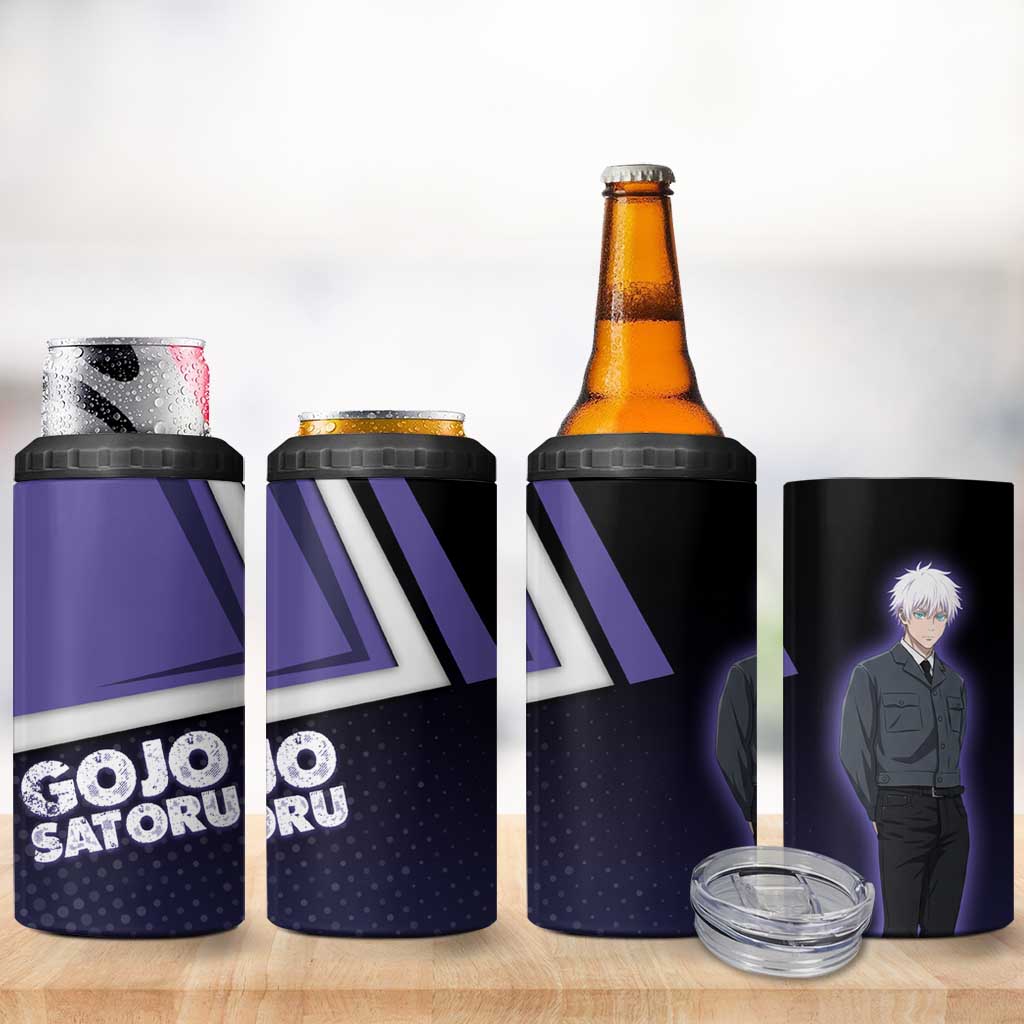Gojo Satoru 4 in 1 Can Cooler Tumbler Bold Anime Poster Style