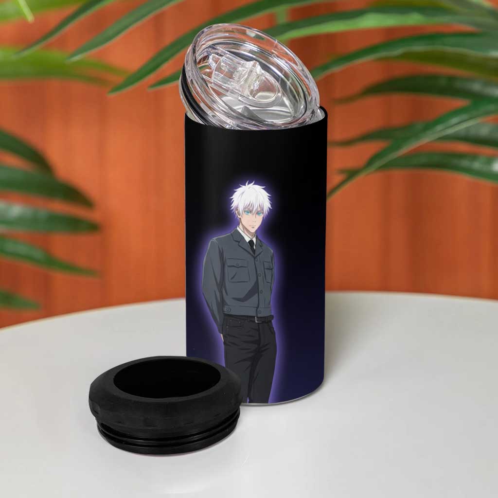 Gojo Satoru 4 in 1 Can Cooler Tumbler Bold Anime Poster Style
