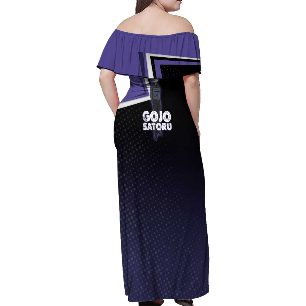 Gojo Satoru Family Matching Off Shoulder Maxi Dress and Hawaiian Shirt Bold Anime Poster Style