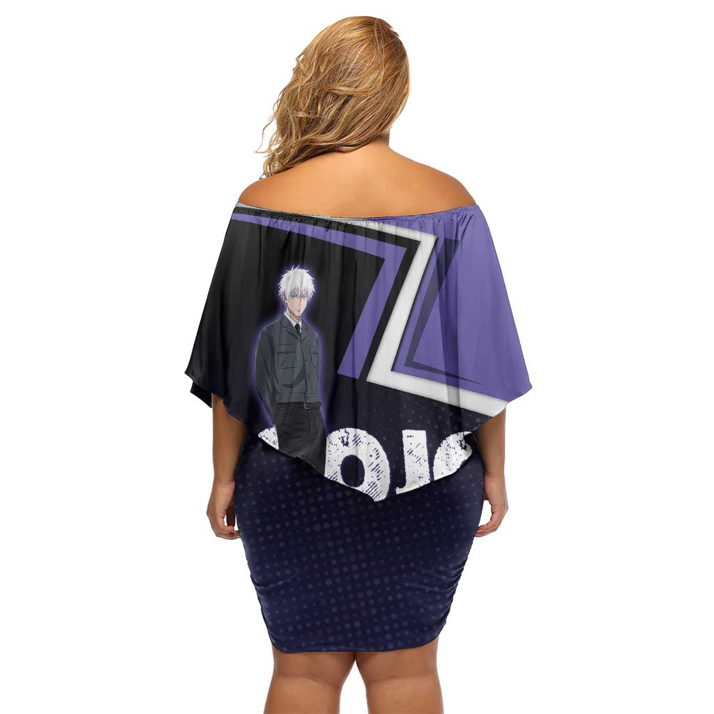 Gojo Satoru Family Matching Off Shoulder Short Dress and Hawaiian Shirt Bold Anime Poster Style