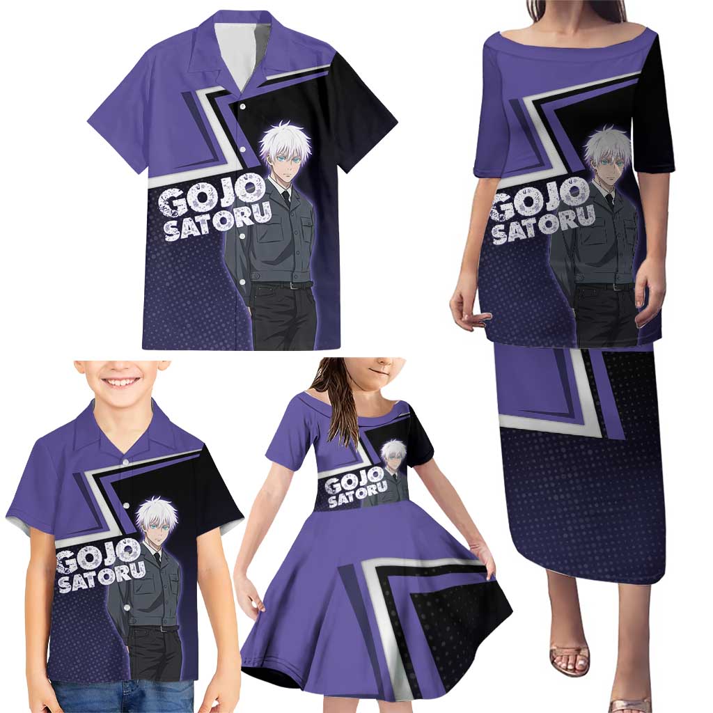 Gojo Satoru Family Matching Puletasi and Hawaiian Shirt Bold Anime Poster Style