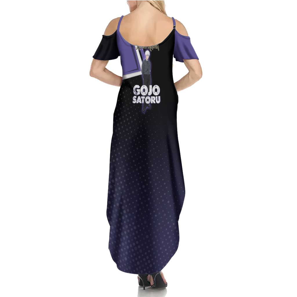 Gojo Satoru Family Matching Summer Maxi Dress and Hawaiian Shirt Bold Anime Poster Style