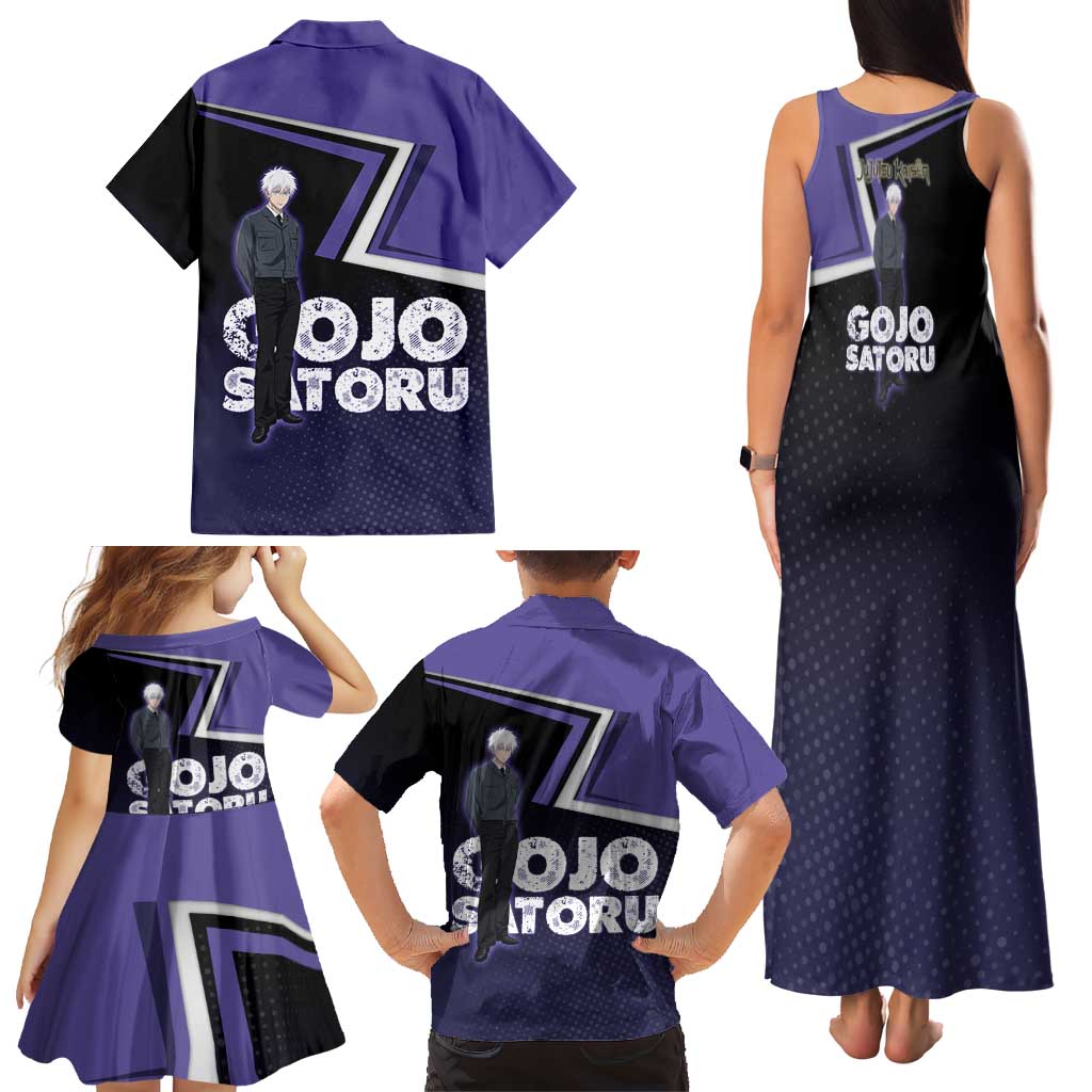 Gojo Satoru Family Matching Tank Maxi Dress and Hawaiian Shirt Bold Anime Poster Style