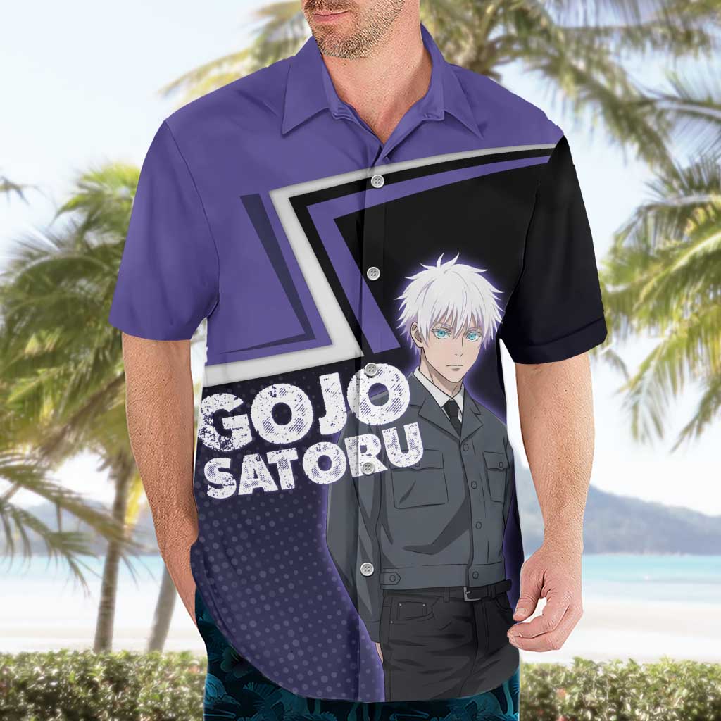 Gojo Satoru Hawaiian Shirt Bold Anime Poster Style