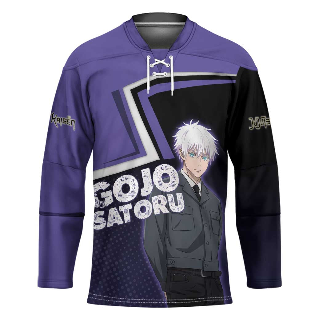 Gojo Satoru Hockey Jersey Bold Anime Poster Style