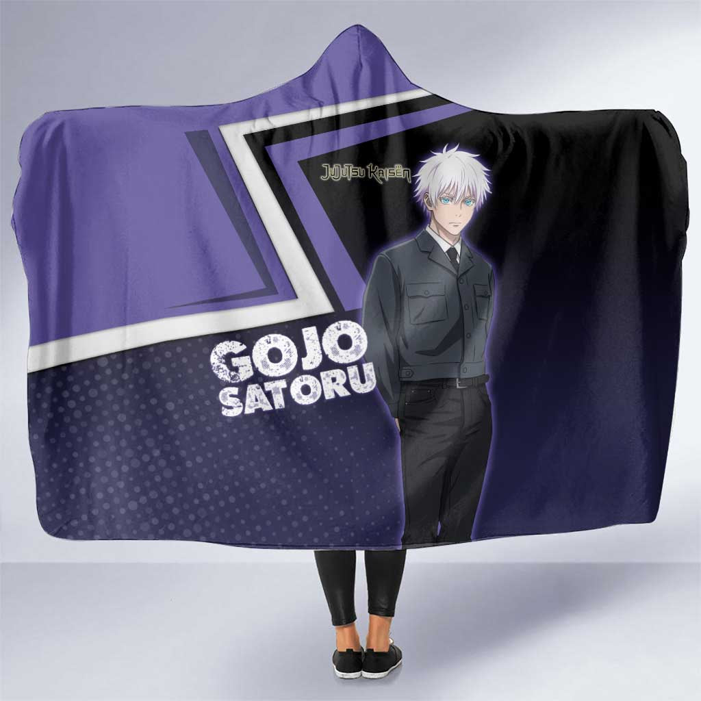 Gojo Satoru Hooded Blanket Bold Anime Poster Style