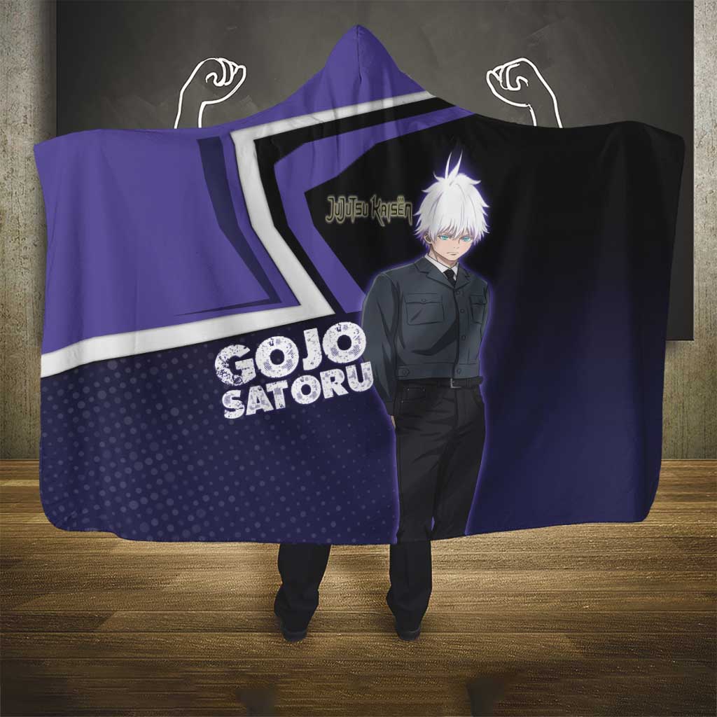 Gojo Satoru Hooded Blanket Bold Anime Poster Style