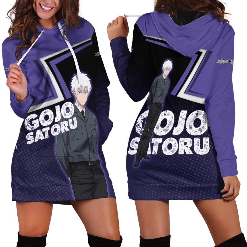 Gojo Satoru Hoodie Dress Bold Anime Poster Style